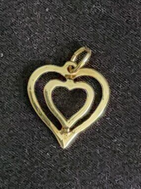 Double Heart Petite Gold Filled Pendant Charm .5" X .5" Antique Vintage RARE